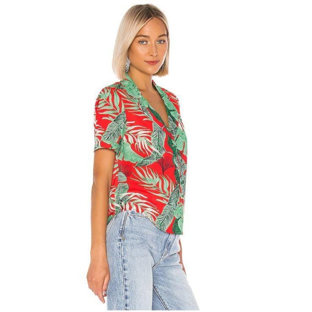 NWT R+A Flynn Top in Red Tropical Print Size Large - Picture 4 of 6
